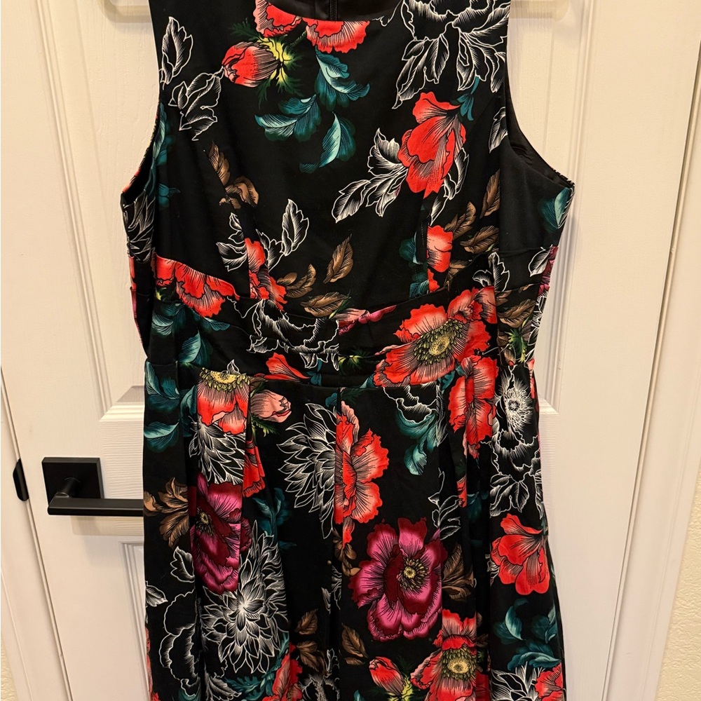 City Chic Black and Red Floral Dress